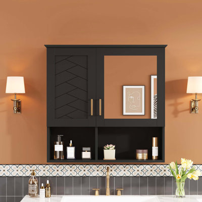 Armoire à pharmacie murale 30 po 2-en-1 à fixation murale, tablettes réglables et porte à fermeture en douceur