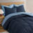 Solid Reversible Blue Comforter Set With Sheet Set-113301467