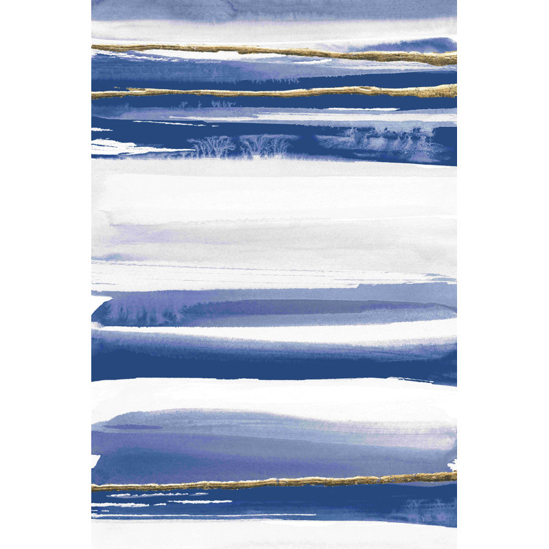 Gris doré III indigo et blanc bleu / blanc, H 30 po x l 20 po