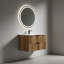 Meuble-lavabo mural avec panneau cannelé 3D et lavabo intégré en céramique-130545076