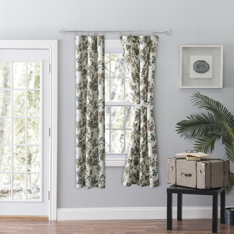 Tania Cotton Blend Room Darkening Curtain Pair, Blue, 28" x 63"