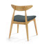 Ensemble de 2 chaises de salle à manger rétro en bois d'hévéa avec dossier ergonomique, coussins gris moelleux, finition bois naturel-46132371-46132380