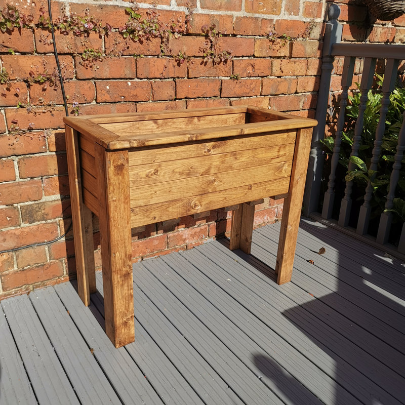 Bulkley Hand Made Rustic Wooden Medium Raised Garden Trough / Flower Bed Planter