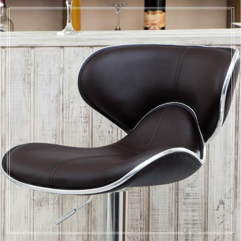 Masaccio Upholstery Airlift Adjustable Swivel Barstool with Chrome Base, Set of 2, Brown