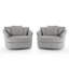 Fauteuil demi-tonneau surdimensionné ultra moelleux en fausse fourrure de lapin avec trois coussins-112384362