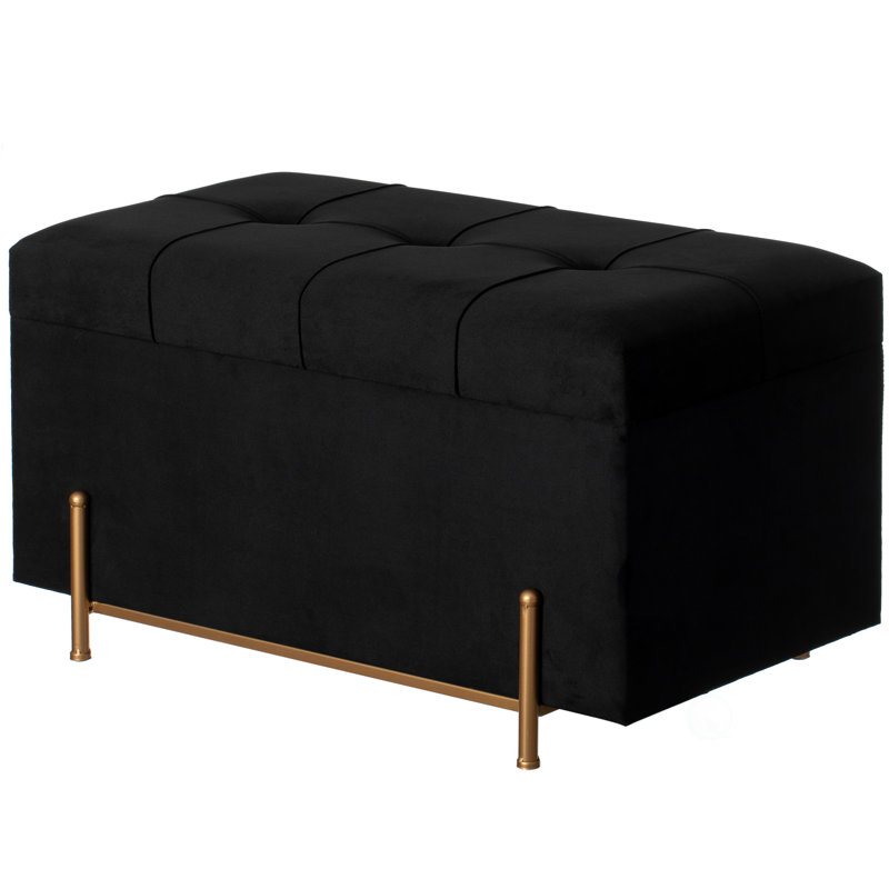 Shadyvale Velvet Ottoman, Black