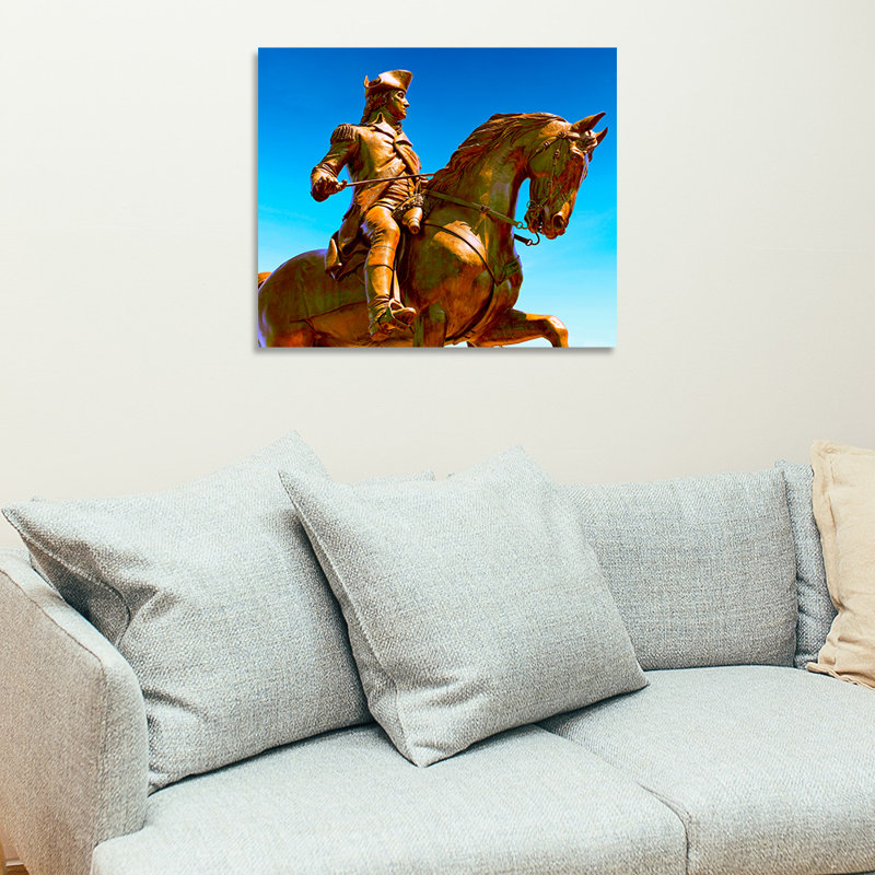 Statue de Washington, Boston, Massachusetts - reproduction de photo sur toile tendue, H 20 po x l 24 po x P 1,5 po