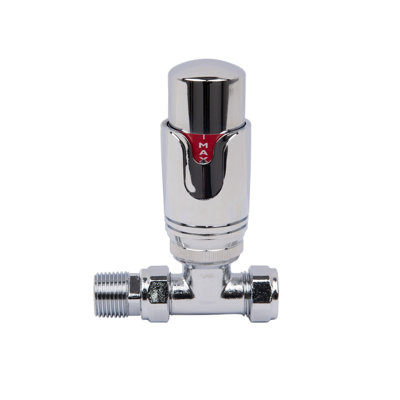 Chrome TRV Straight Thermostatic Radiator Valve For Towel Rails 15Mm X 1/2"