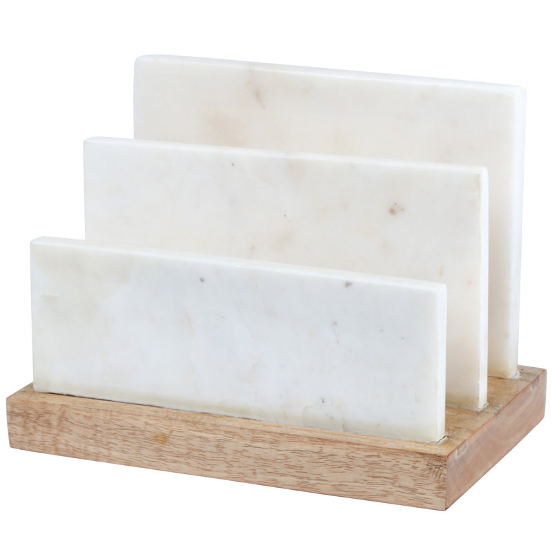 Organisateur de papier en marbre naturel et bois de manguier