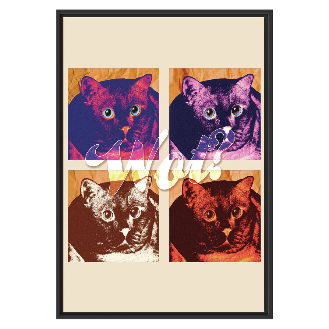 Gerahmtes Wandbild Pop-Art-Katze