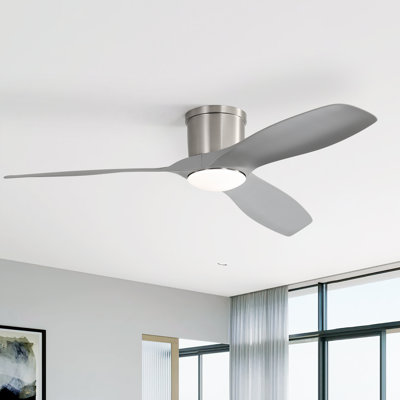 Ventilateur de plafond encastré à 3 pales de 52 po de style moderne avec télécommande, supportant la connexion de téléphone portable et la fonction vocale