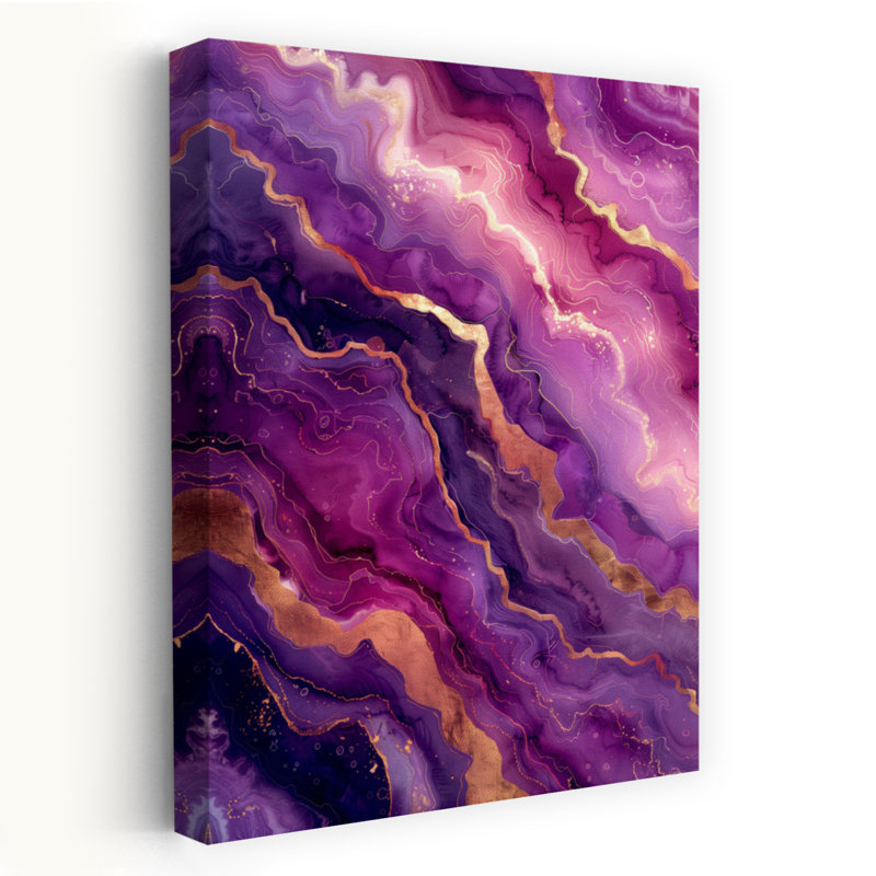Agate mauve, abstrait, élégant, moderne, violet, paysage naturel, art mural, H 18 po x l 12 po