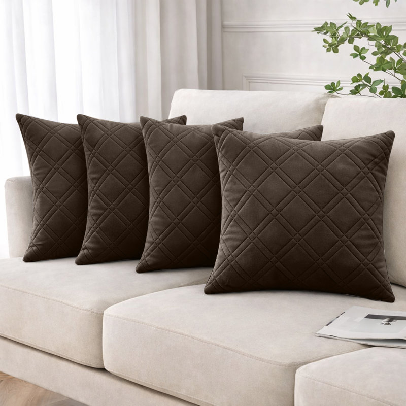 Geometric Square Cushion, Coffee