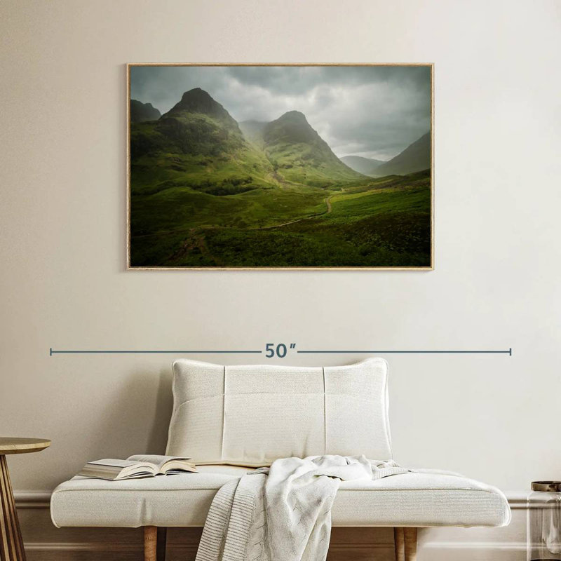 Écosse «The Road To Glencoe», Cadre flottant en bois naturel, 40 po x 27 po