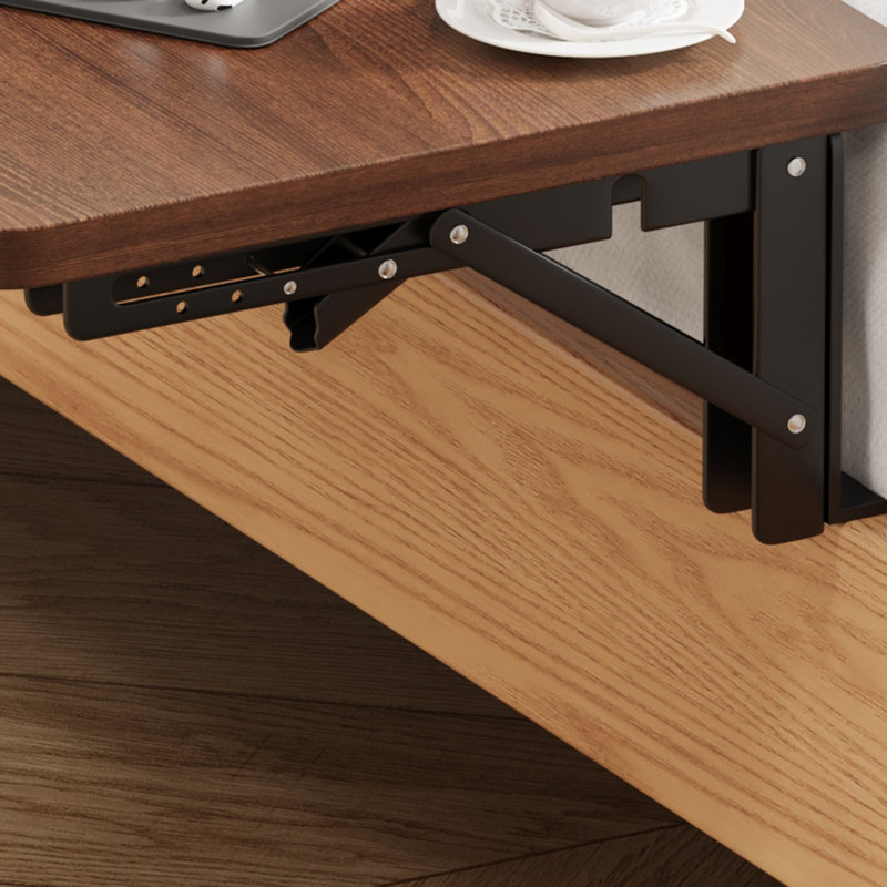 25 cm W Aluminium Bedside Table, Dark Walnut Rectangle