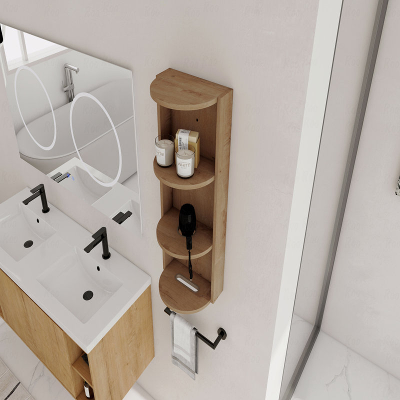 Étagère de rangement murale 12 po pour salle de bain flottante, facile à assembler | Idée de cadeau, Brun