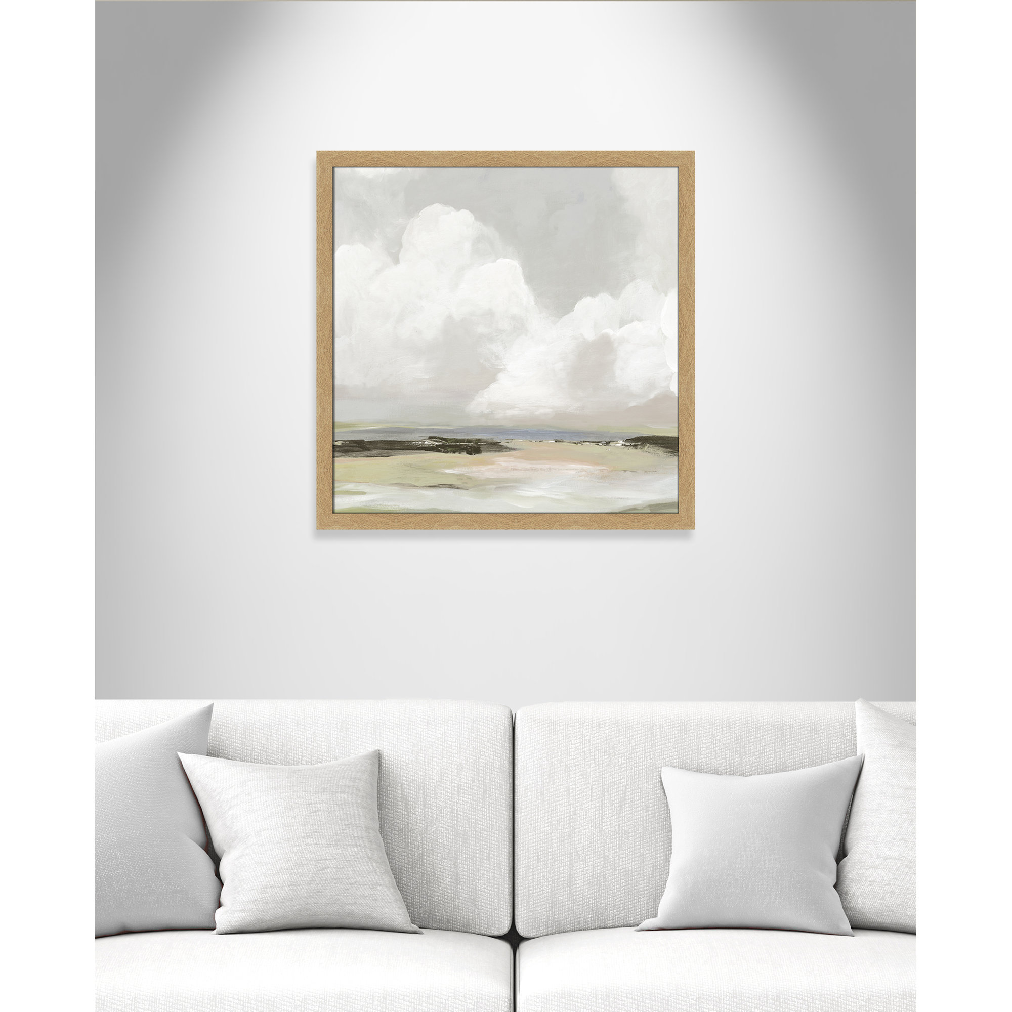Soft Clouds - Picture Frame Painting Print, 28.5" H x 28.5" W x 1.12" D, Natural Framed