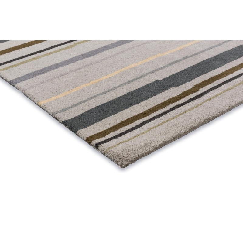 Hand Tufted Wool Striped Area Rug in Steel, Rectangle 8'2" x 11'6"