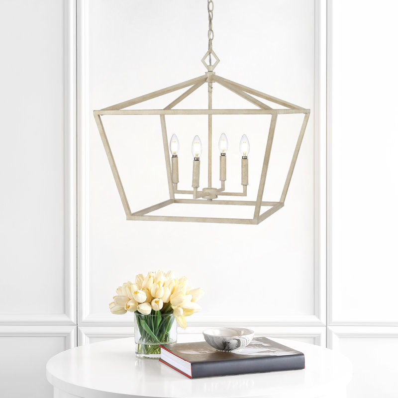 Luminaire suspendu géométrique à 4 lumières, Blanc antique