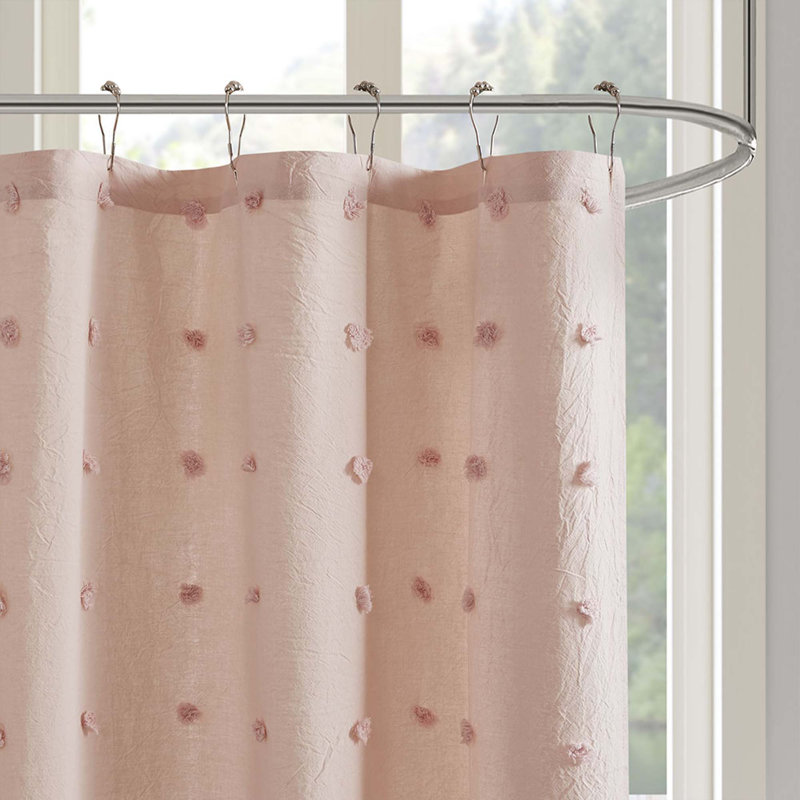 Rideau de douche en coton jacquard 1 pièce, Rose