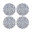 Royal Delft Ikat White Vegan Leather Round Coasters