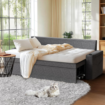 Canapé-lit en L 81 po avec lit escamotable et rangement avec accoudoirs