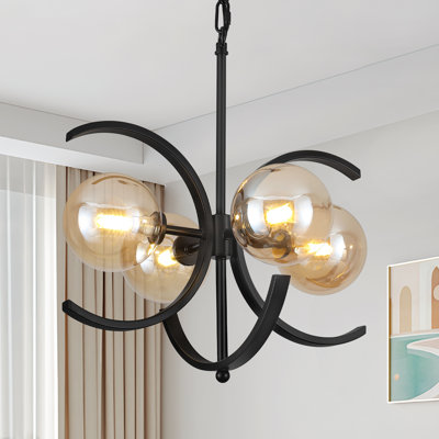 4 - Light Dimmable Modern Sputnik Sphere Chandelier for Living Room Kitchen Entryway Hallway Foyer
