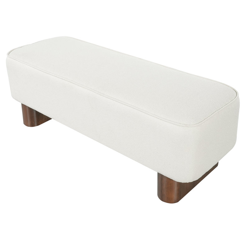 Henry 56'' Wide Modern Upholstered Bench with Solid Rubberwood Legs