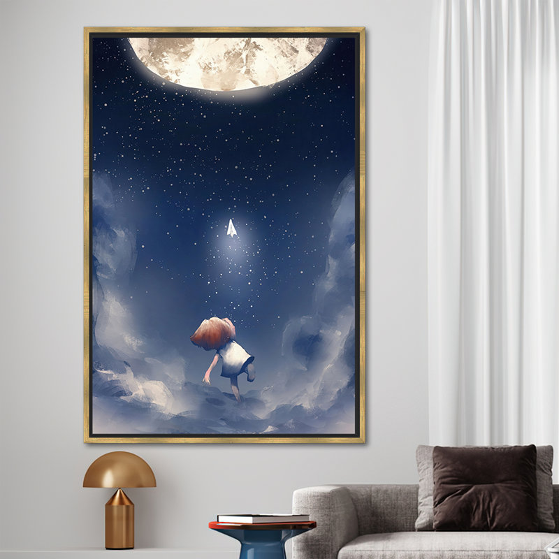 Starry Skye Childernal Dreams - Décoration murale toile artistique pour chambre d'enfant, H 37 po x l 26 po, Doré