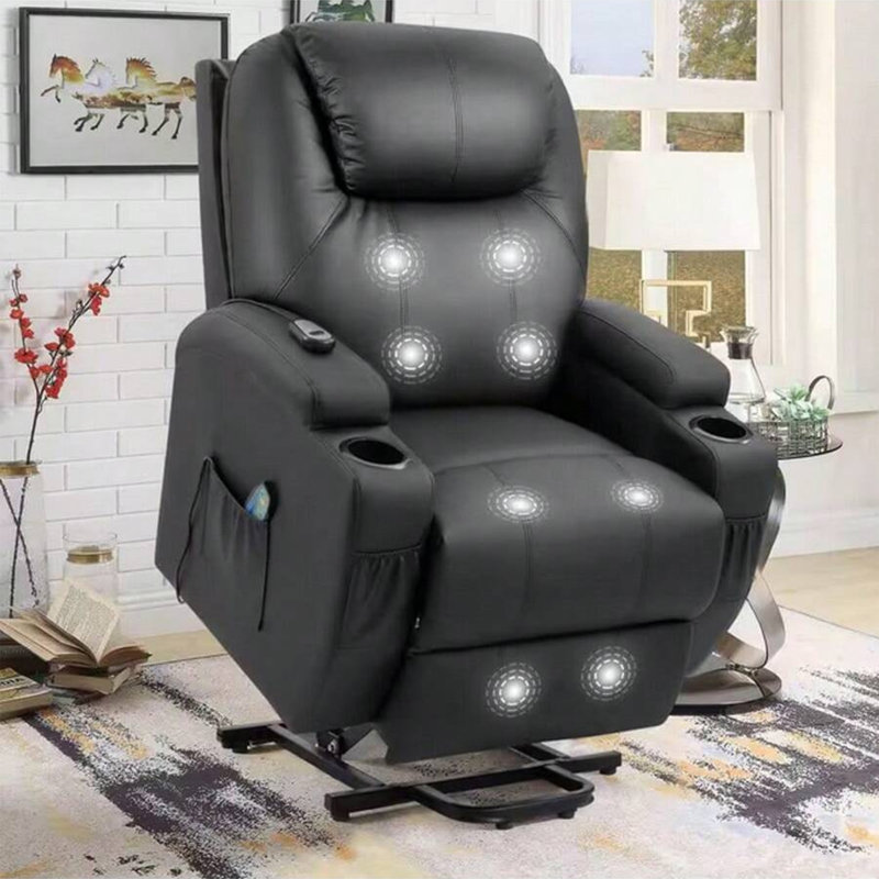 Yanel Power Lift Massage Zero Gravity Recliner, Black