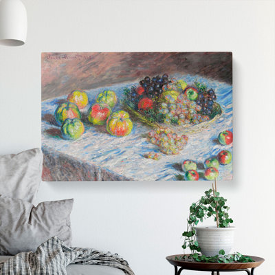Apples And Grapes Vol.1 by Claude Monet - Wrapped Canvas Painting