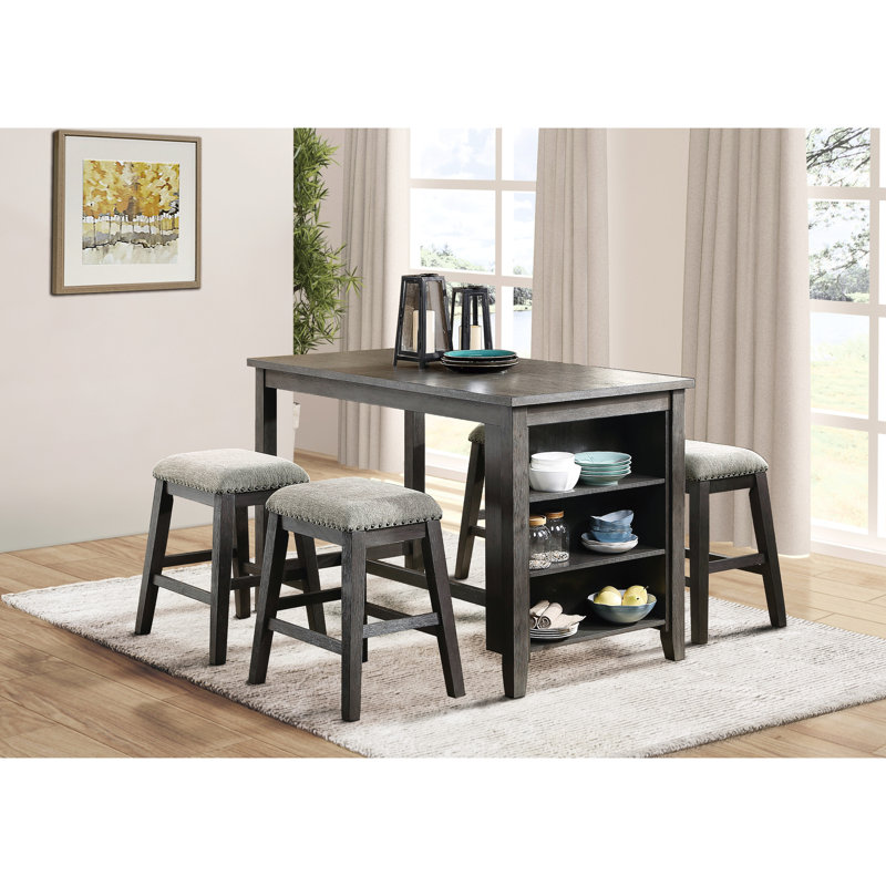 4 - Person Acacia Dining Set, Gray, Gray