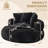 Compression Cozy Faux Rabbit Fur Bean Bag Chair, 55" Oversized Round Lazy Sofa with Pillow, No Assembly Required, Fluffy Comfy Accent Chair for Bedroom, Living Room, Dorm-1900930172-1900930170