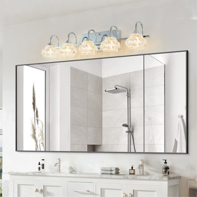 Luminaire de meuble-lavabo de salle de bain vintage en cristal 23 po avec finition en nickel 23 po - Luminaire élégant pour miroir de salle de bain avec abat-jour en verre transparent (sans ampoule)
