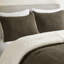 Édredon simple en chenille de tricot gaufré brun, rembourré, 2 taies décoratives assorties, revers, lavable à la machine et taie décorative 100%, réversible, lavable, avec un soupçon de gris-117422239
