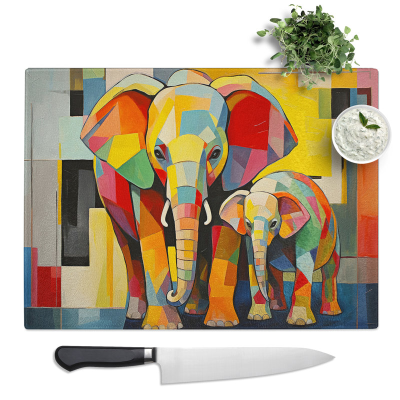 Baby Elephant Constructivism  Glass Chopping Board