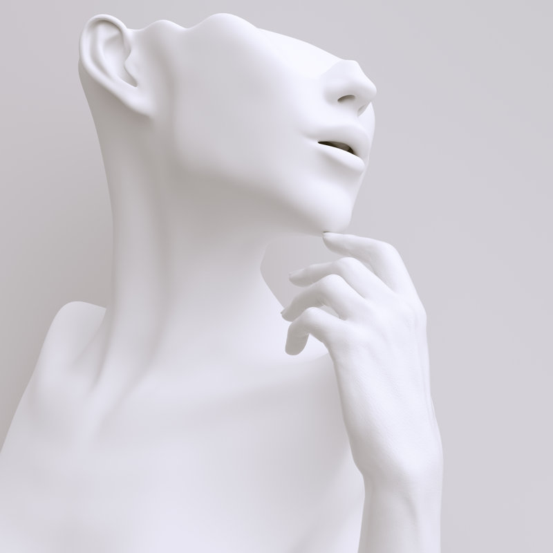 Mannequin Earring Jewelry Necklace Display Stand. Female Bust And Elegant Hand Gesture Model. Jewelry Showcase White Background. 3D Rendering. by VPanteon - Wrapped Canvas Print