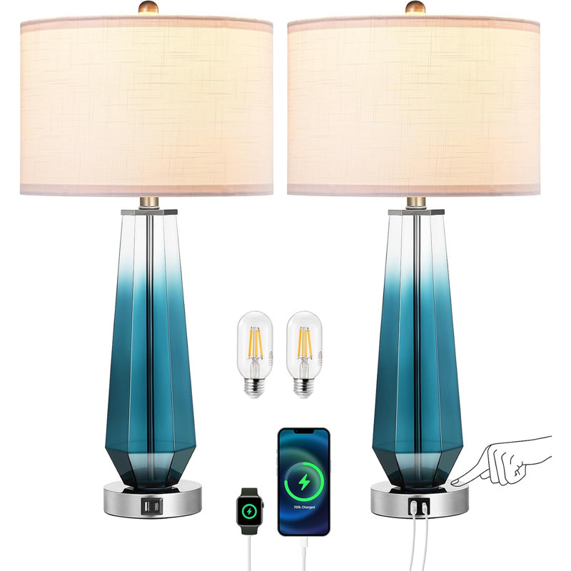 Ensemble de 2 lampes de table en verre Modern