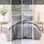 Édredon surdimensionné 3 pièces pour lit double / grand lit - avec tissu riche et rembourré en coton, tissu riche en coton gris et,