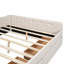 Lit plateforme tapissier avec port USB et 2 tiroirs, beige-367026774