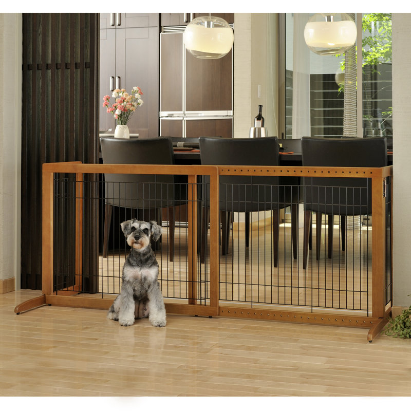 Barrière pour animaux autoportante, Grand (H 27,6 po x l 39,4 à 70,9 po x P 23,6 po), Brun mat