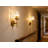 Set Of 2 Hardwired Wall Sconces With Striped Glass Shade, Vintage Brass Finish Bathroom Vanity Lights For Living Room, Bedroom, And Hallway