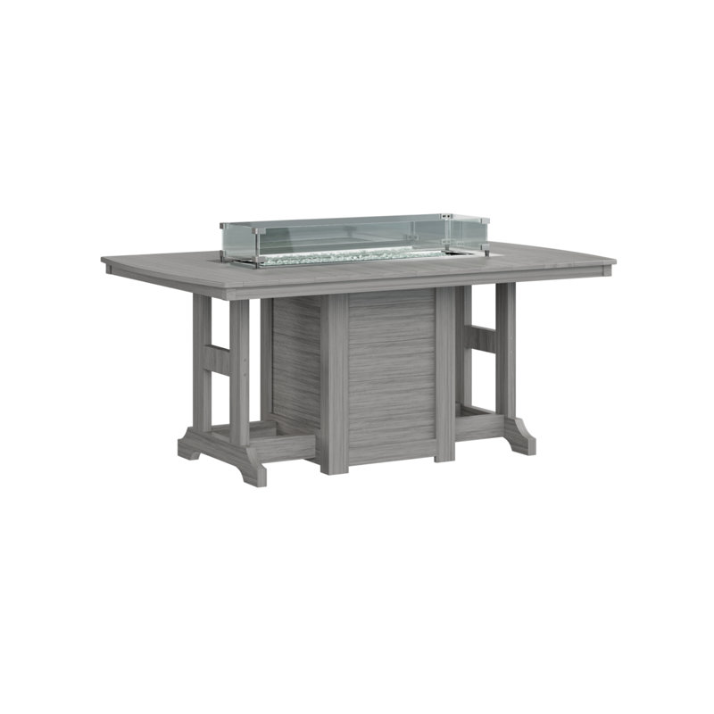 Table de bar avec foyer 72 po Berlin Gardens Garden Classic, Gris bois flottant, H 39,5 po x l 44 po x P 72 po