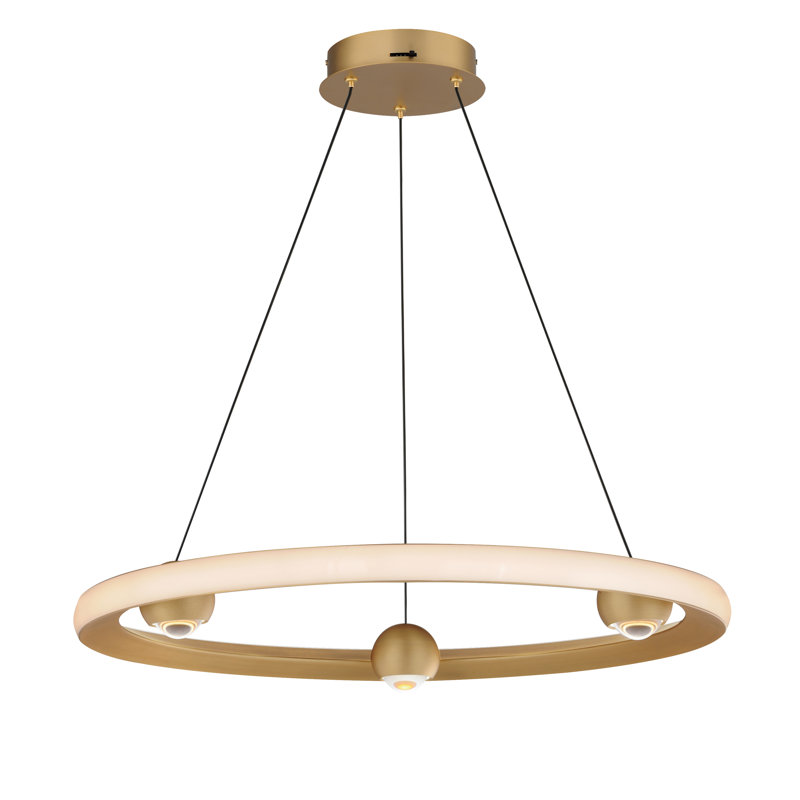 Luminaire suspendu 1 lumière, Or, H 2,75 po x l 24 po x P 24 po