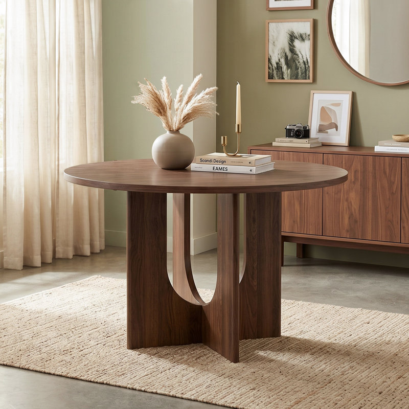 Table de salle à manger ronde avec base en U Harrisonburg, Noyer