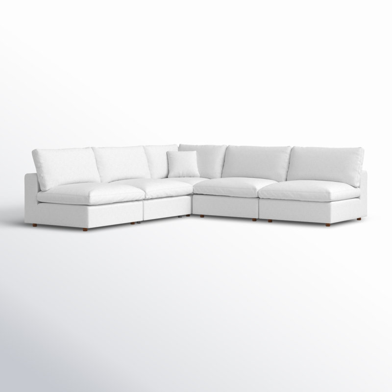 Jossa Upholstered L-Shaped Sectional Symmetrical, White Linen Blend