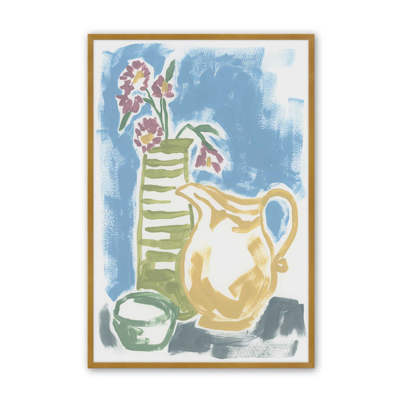 «Gestural Floral Tableic I» par June Erica Vess, reproduction d'art, H 18 po x l 12 po, Doré