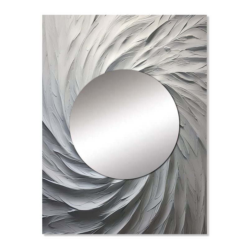 Pellerea White Majestic Motion - miroir décoratif à spirales abstraites, miroir mural blanc, impression d'art en métal