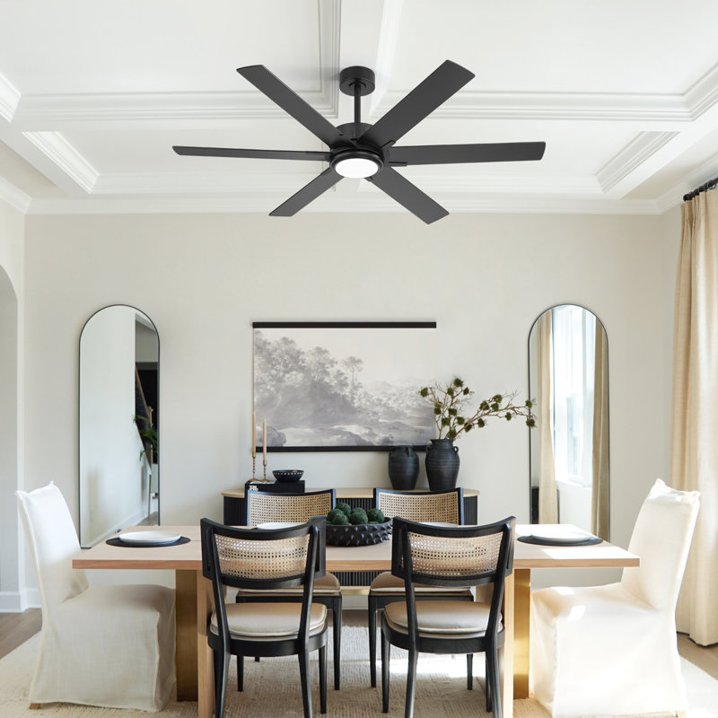 60" Large Ceiling Fan with with Dimmable 3CCT LED Light and Remote, 6-Speed Reversible DC Motor, Timer