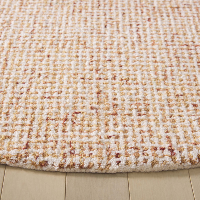 Tapis en laine touffeté à la main en coton rouille / ivoire Martha Stewart, Rond 6 pi